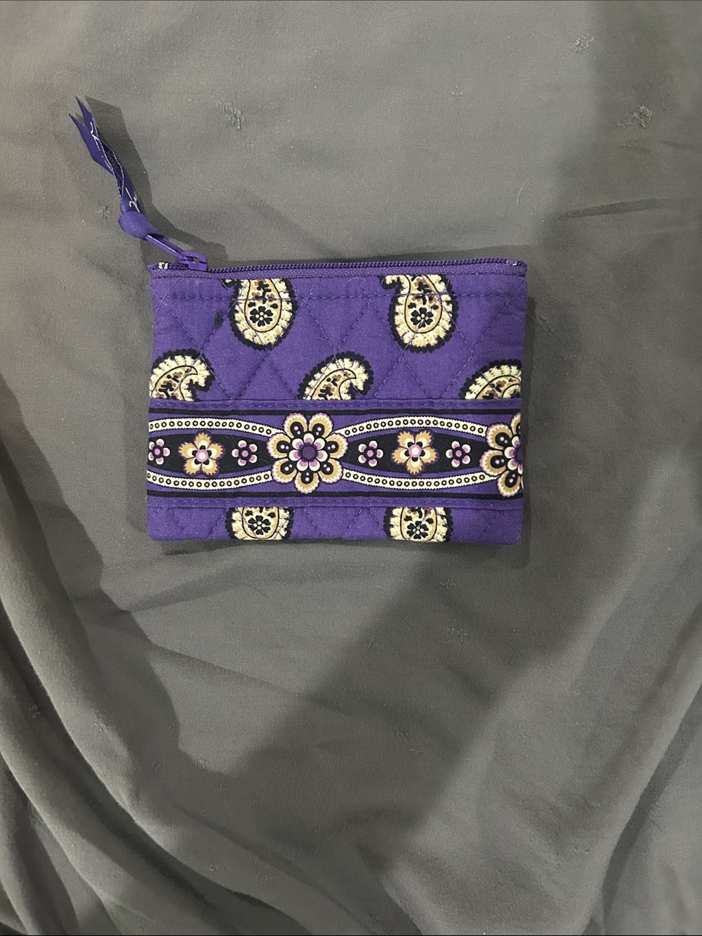 Vera Bradley Purple Quilted Floral Paisley Zip Pouch